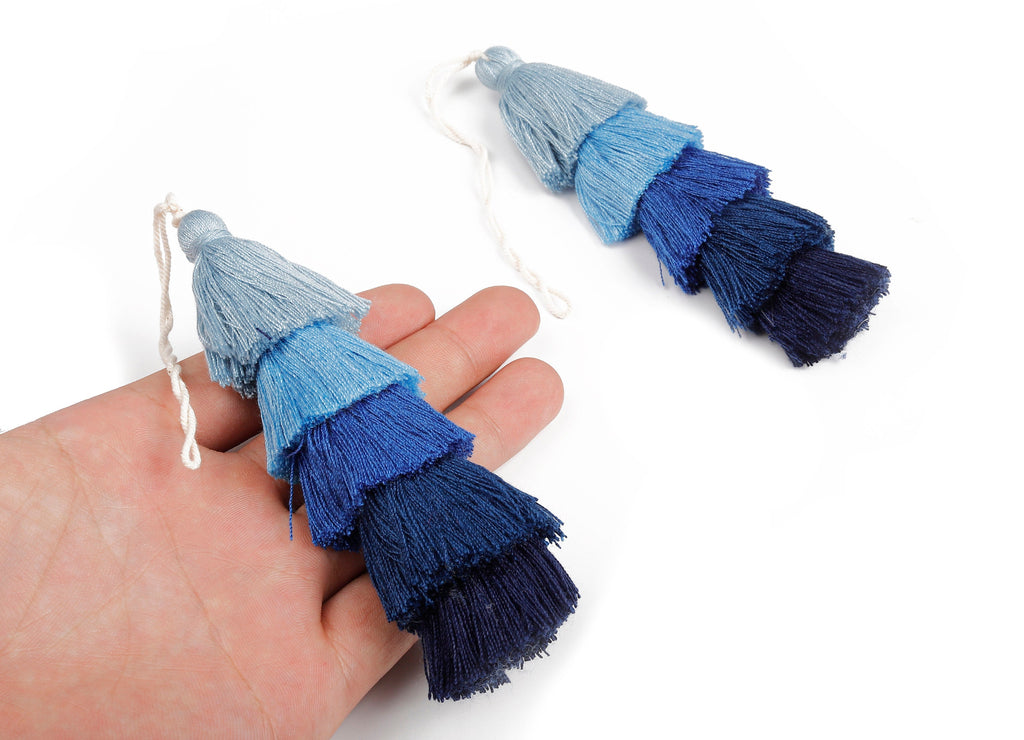 5 Layers Tassel Charms - Tiered Tassel Earrings - Stacked Tassel Pendant - Tiered Tassel for Earring and Key Chain - 120.58x13.71mm - TS1049 - DOMEDBAZAAR