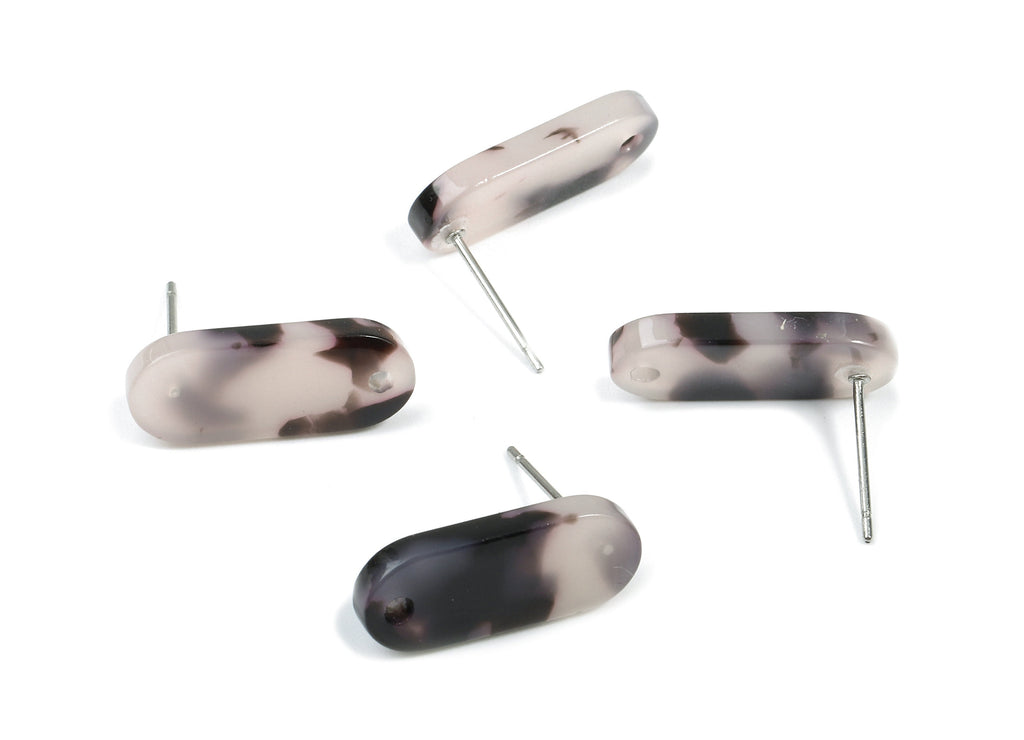 Acetate Acrylic Oval Earring Post Charms - Blond Tortoise Shell Stud Earrings - Color Code: A06 - 18.78x7.85x2.7mm - AC1276-A06 - DOMEDBAZAAR