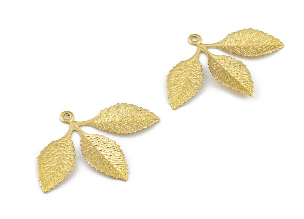 Brass Leaf Charms - Leaf Shaped Raw Brass Pendants - Earring Findings - Jewelry Supplies - 29.73x22.85x0.49mm - PP2361 - DOMEDBAZAAR