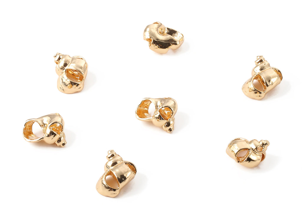 Brass Mussel Shell Earring Charms - Brass Cut Open Seashell Earring Pendant - 18K Real Gold Plated Brass - 16.91x12.86mm - RGP1223 - DOMEDBAZAAR