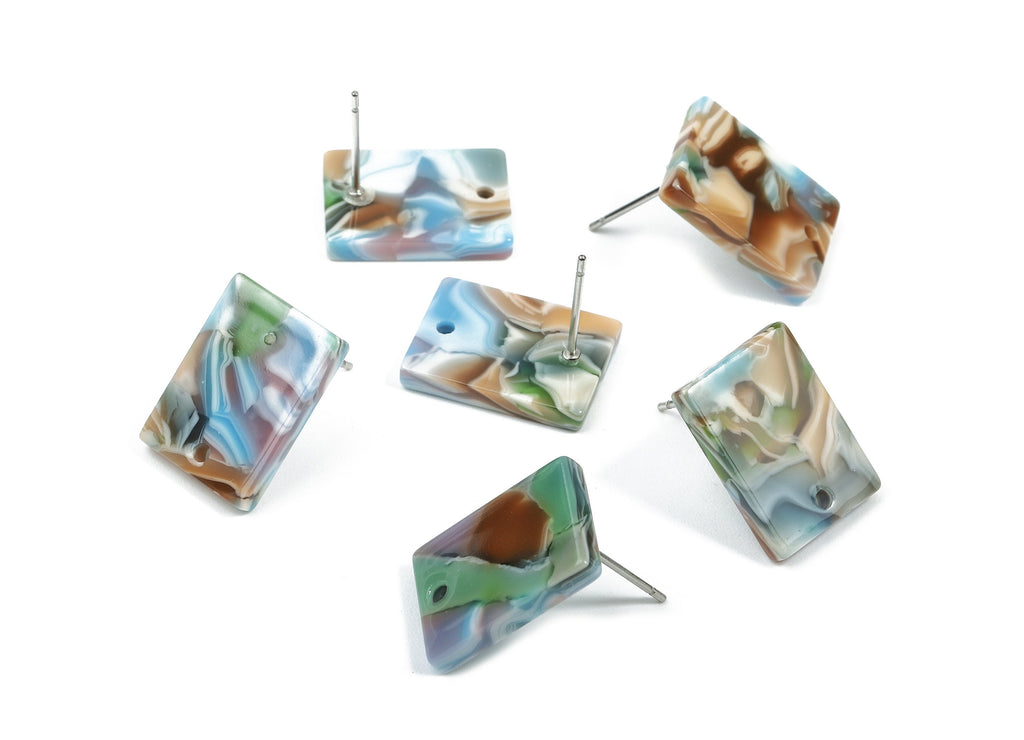 Acetate Rectangle Earring Stud - Rectangle Earring Post and Stud - Earring Findings - Color Code: A240 - 15.43x11.72x2.5mm- AC1663-A240 - DOMEDBAZAAR
