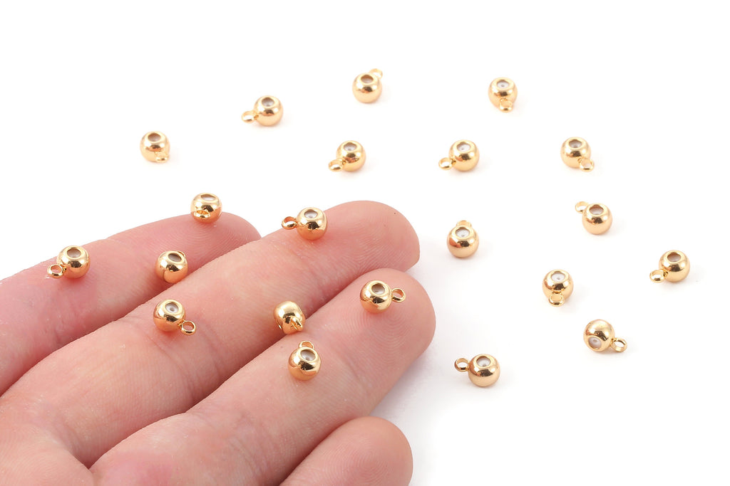 Brass Stopper Beads Earring Charms - Brass Rubber Tube Earring Pendant - 18K Real Gold Plated Brass - 7.26x5.1x3.94mm - RGP1170 - DOMEDBAZAAR