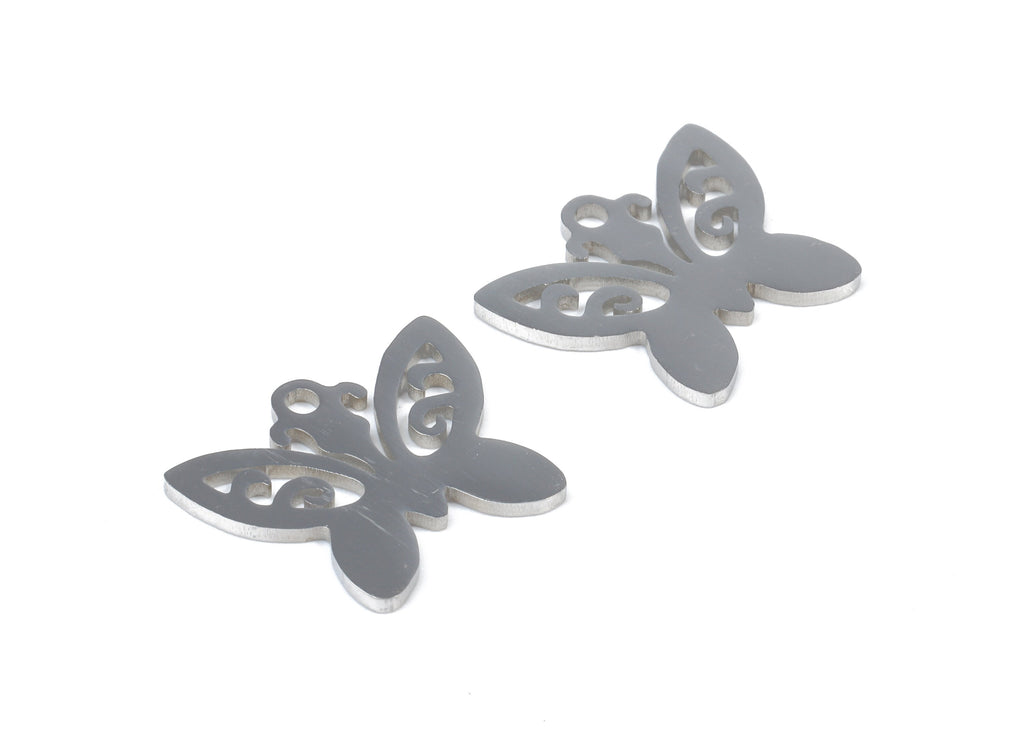 Stainless Steel Butterfly Charms - Butterfly Earrings and Pendant - Bracelet Pendant - Jewelry Supplies - 16.29x13.53x0.95mm - SS1029 - DOMEDBAZAAR