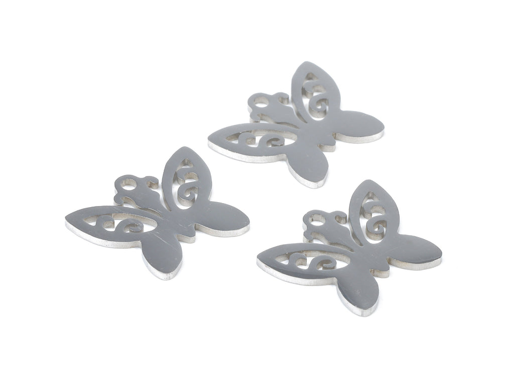 Stainless Steel Butterfly Charms - Butterfly Earrings and Pendant - Bracelet Pendant - Jewelry Supplies - 16.29x13.53x0.95mm - SS1029 - DOMEDBAZAAR