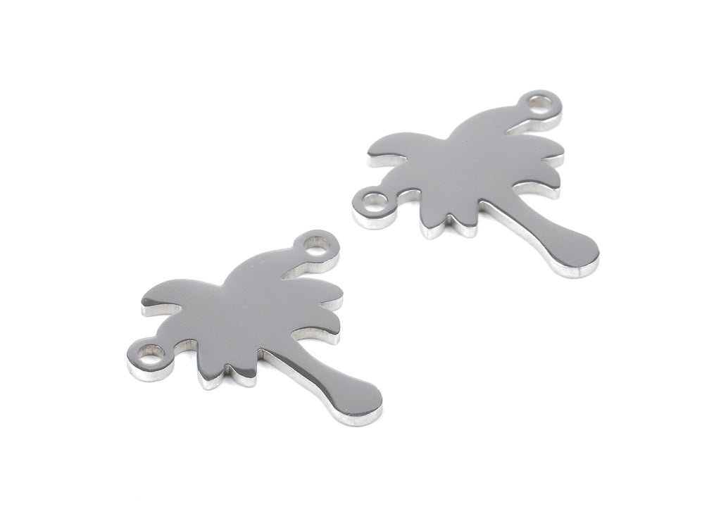 Stainless Steel Palm Tree Connector - Palm Tree Earrings Charms and Pendant - Bracelet Pendant - 16.12x15.75x0.99mm - SS1094 - DOMEDBAZAAR