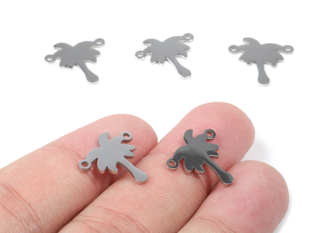Stainless Steel Palm Tree Connector - Palm Tree Earrings Charms and Pendant - Bracelet Pendant - 16.12x15.75x0.99mm - SS1094 - DOMEDBAZAAR