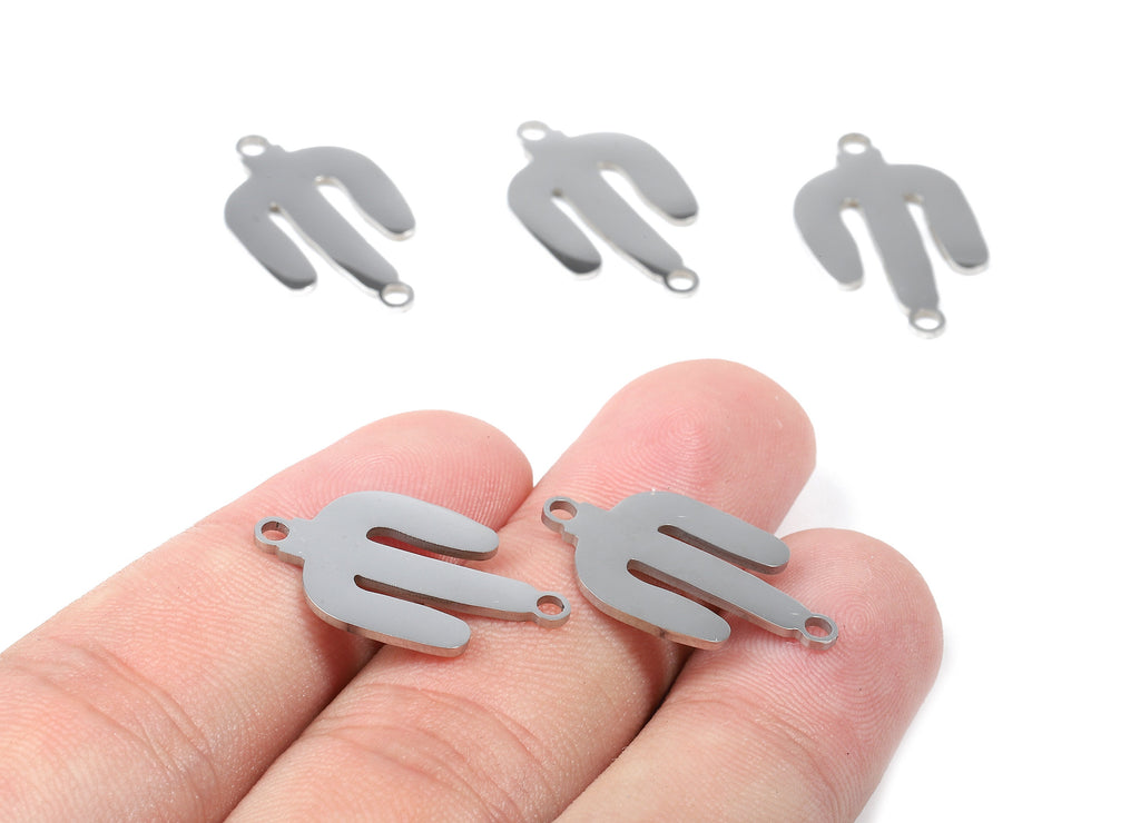 Stainless Steel Cactus Connector - Cactus Earrings Charms and Pendant - Bracelet Pendant - 23.25x14.25x0.96mm - SS1127 - DOMEDBAZAAR