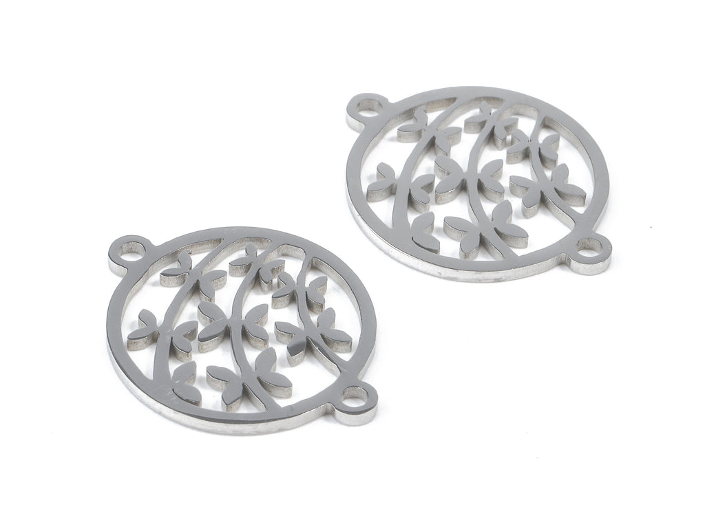 Stainless Steel Flower Connector - Flower Earrings Charms and Pendant - Bracelet Pendant - 19.6x15.38x0.94mm - SS1098 - DOMEDBAZAAR