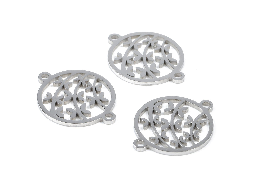 Stainless Steel Flower Connector - Flower Earrings Charms and Pendant - Bracelet Pendant - 19.6x15.38x0.94mm - SS1098 - DOMEDBAZAAR