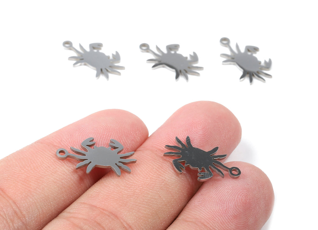 Stainless Steel Crab Charms - Crab Earrings and Pendant - Bracelet Pendant - Jewelry Supplies - 17.73x10.68x0.94mm - SS1037 - DOMEDBAZAAR
