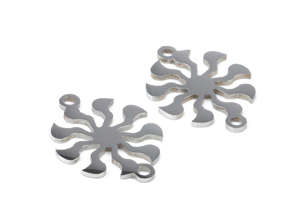 Stainless Steel Sun Connector - Sun Earrings Charms and Pendant - Bracelet Pendant - 19.53x15.33x0.94mm - SS1125 - DOMEDBAZAAR