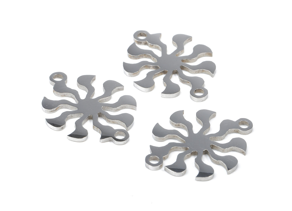 Stainless Steel Sun Connector - Sun Earrings Charms and Pendant - Bracelet Pendant - 19.53x15.33x0.94mm - SS1125 - DOMEDBAZAAR