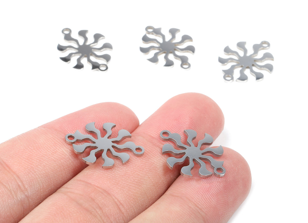 Stainless Steel Sun Connector - Sun Earrings Charms and Pendant - Bracelet Pendant - 19.53x15.33x0.94mm - SS1125 - DOMEDBAZAAR