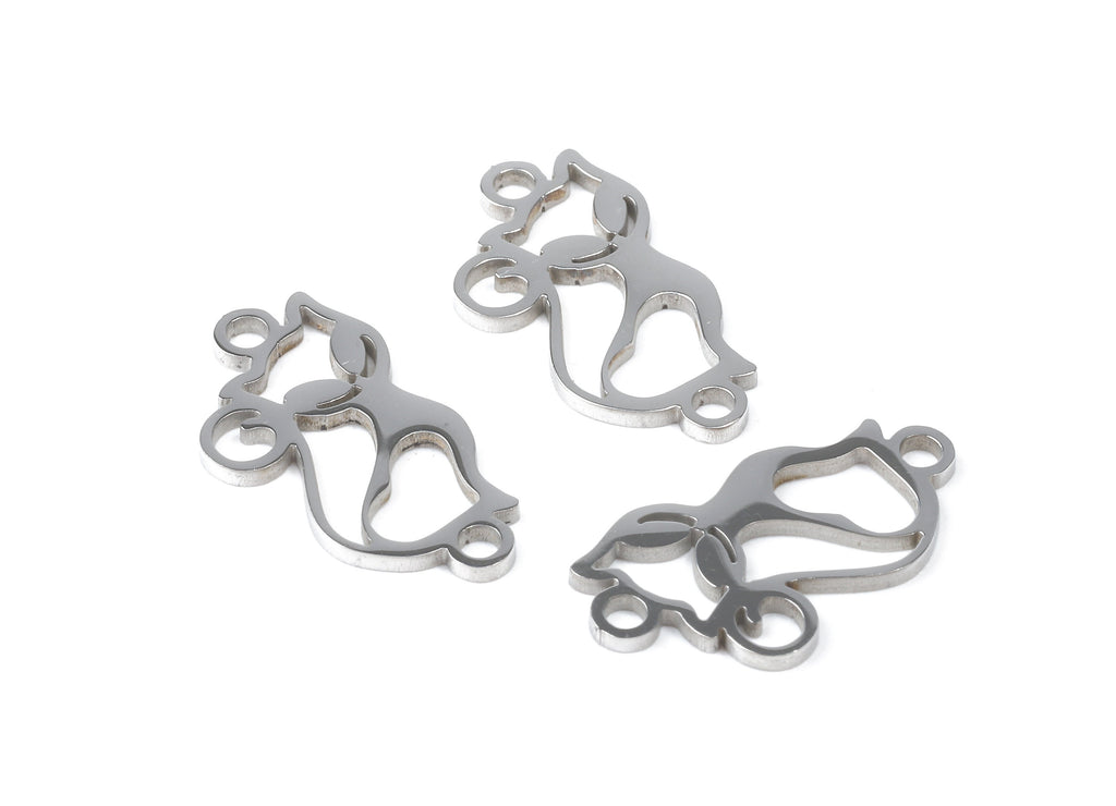 Stainless Steel Cat Connector - Cat Earrings Charms and Pendant - Bracelet Pendant - 18.14x9.2x0.95mm - SS1143 - DOMEDBAZAAR