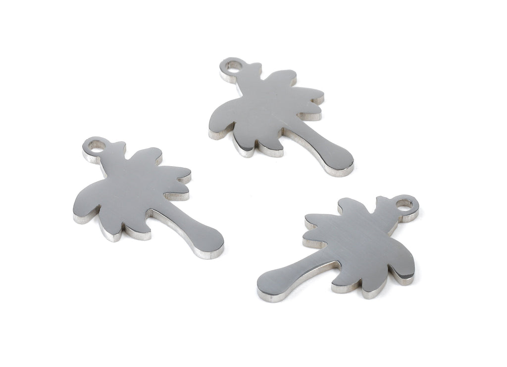 Stainless Steel Coconut Tree Charms - Coconut Tree Earrings and Pendant - Bracelet Pendant - Jewelry Supplies - 17.88x11.4x0.94mm - SS1069 - DOMEDBAZAAR