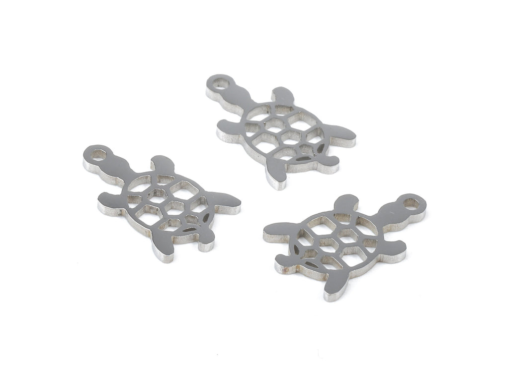 Stainless Steel Turtle Charms - Turtle Earrings and Pendant - Bracelet Pendant - Jewelry Supplies - 14.26x9.01x0.94mm - SS1074 - DOMEDBAZAAR