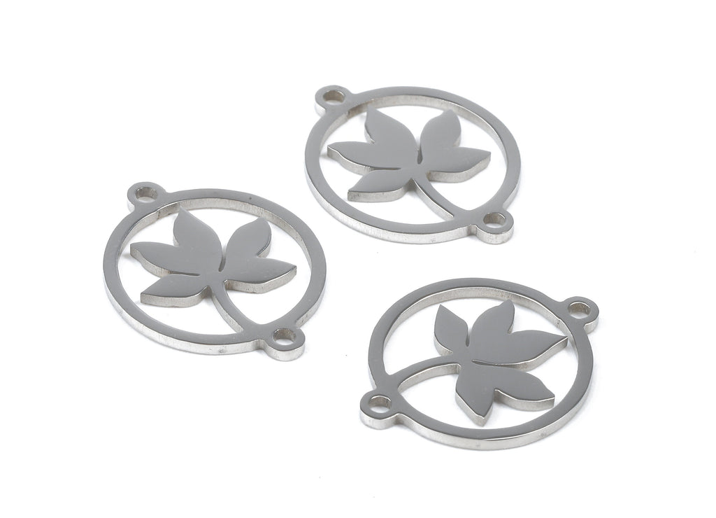 Stainless Steel Flower Connector - Flower Earrings Charms and Pendant - Bracelet Pendant - 18.87x14.9x0.93mm - SS1108 - DOMEDBAZAAR