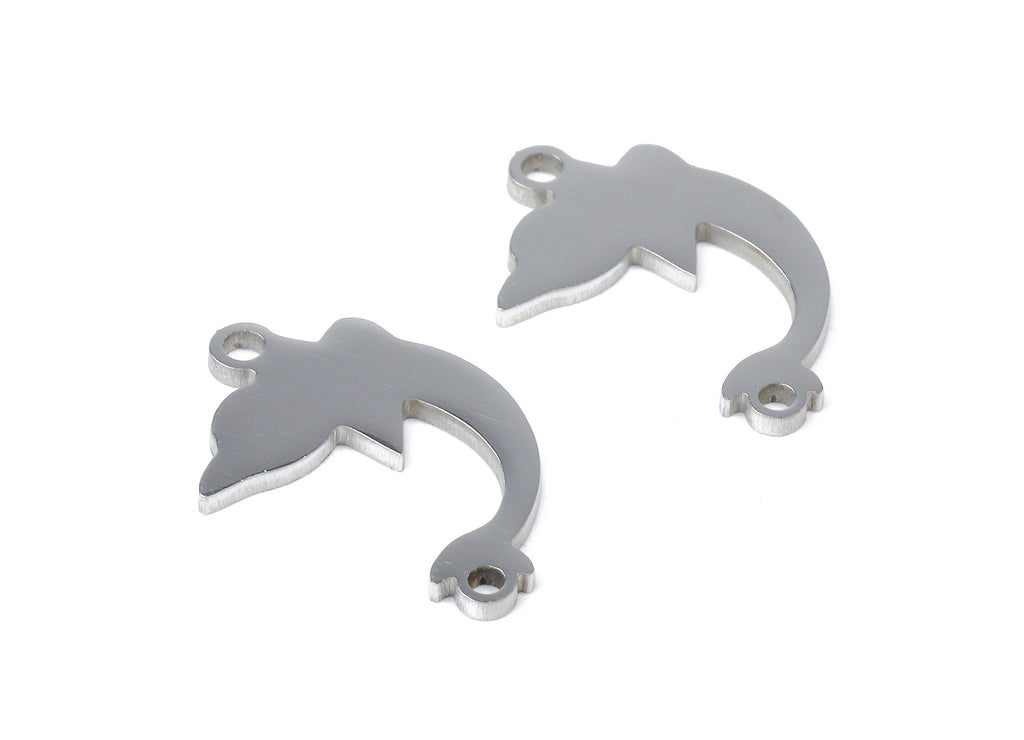 Stainless Steel Dolphin Connector - Dolphin Earrings Charms and Pendant - Bracelet Pendant - 18.07x11.42x0.95mm - SS1109 - DOMEDBAZAAR