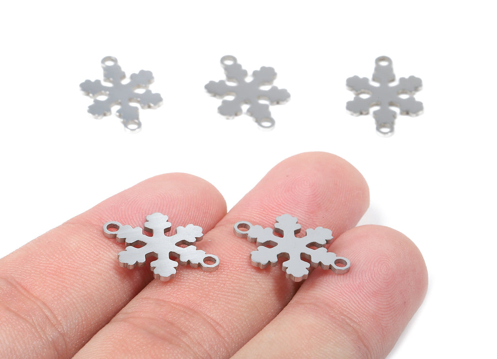 Stainless Steel Snowflake Connector - Snowflake Earrings Charms and Pendant - Bracelet Pendant - 18.77x13.59x0.94mm - SS1130 - DOMEDBAZAAR