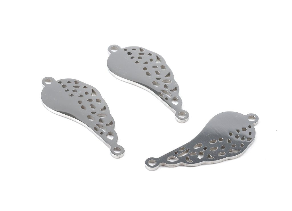 Stainless Steel Wing Connector - Wing Earrings Charms and Pendant - Bracelet Pendant - 25.71x10.35x0.96mm - SS1106 - DOMEDBAZAAR