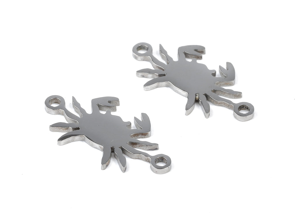 Stainless Steel Crab Connector - Crab Earrings Charms and Pendant - Bracelet Pendant - 19.72x10.68x0.94mm - SS1121 - DOMEDBAZAAR