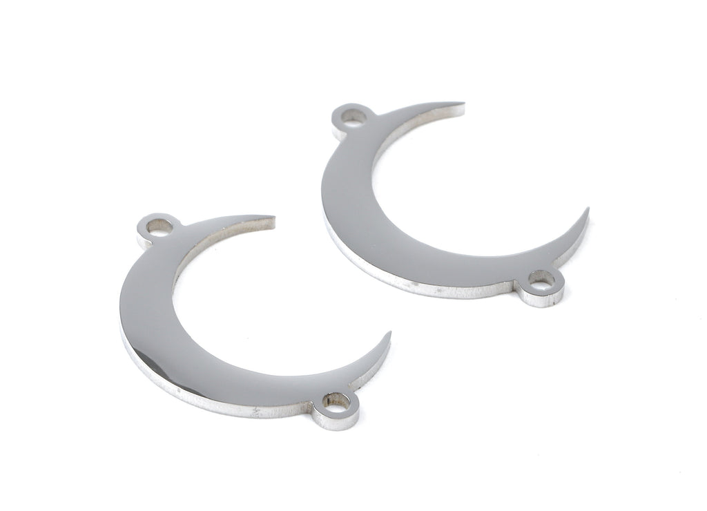 Stainless Steel Moon Connector - Crescent Earrings Charms and Pendant - Bracelet Pendant - 20.19x12.68x0.94mm - SS1097 - DOMEDBAZAAR
