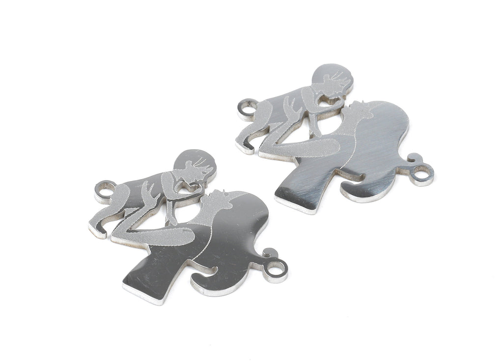 Stainless Steel Mom Baby Connector - Mom Baby Earrings Charms and Pendant - Bracelet Pendant - 22.78x20.98x0.95mm - SS1089 - DOMEDBAZAAR