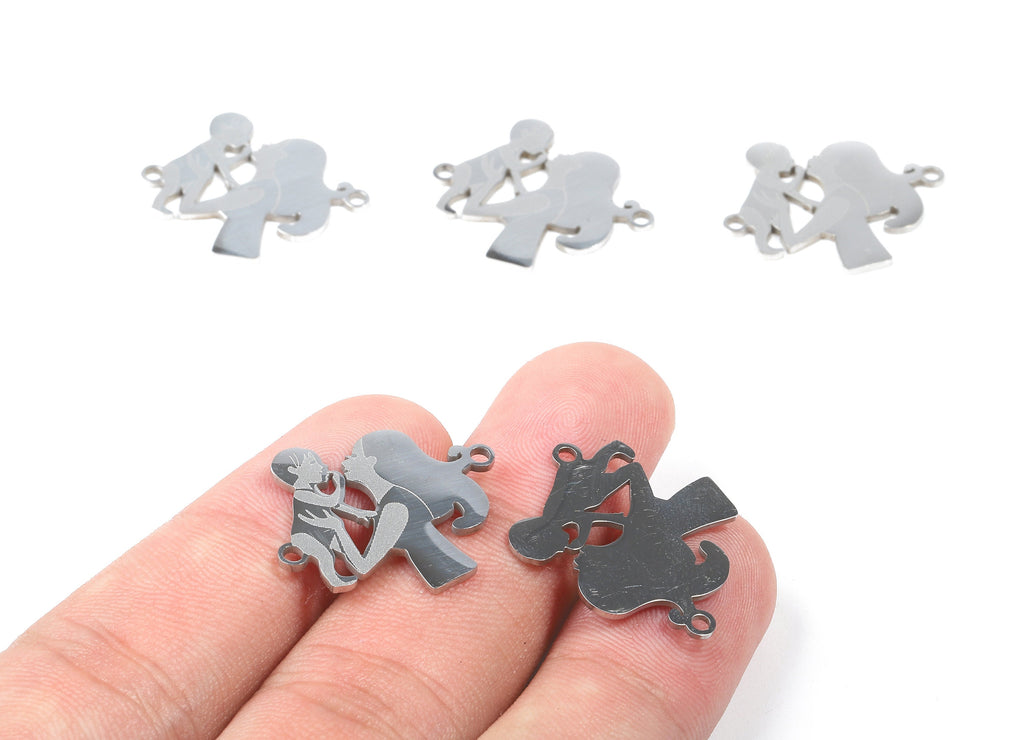 Stainless Steel Mom Baby Connector - Mom Baby Earrings Charms and Pendant - Bracelet Pendant - 22.78x20.98x0.95mm - SS1089 - DOMEDBAZAAR