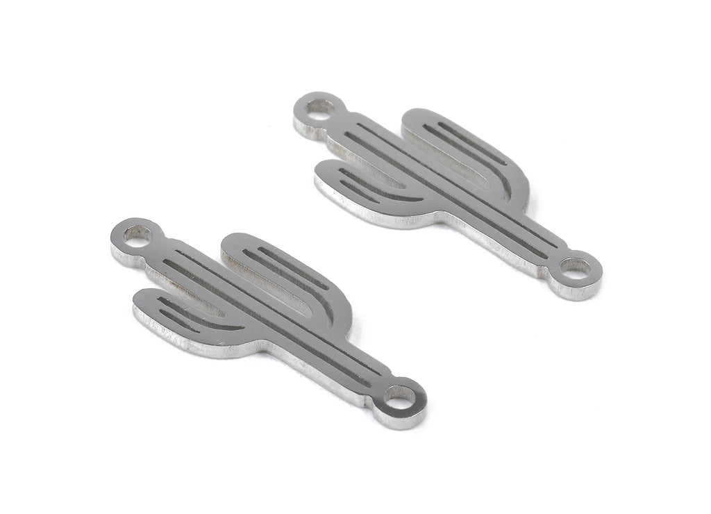 Stainless Steel Cactus Connector - Cactus Earrings Charms and Pendant - Bracelet Pendant - 19.68x7.81x0.95mm - SS1148 - DOMEDBAZAAR