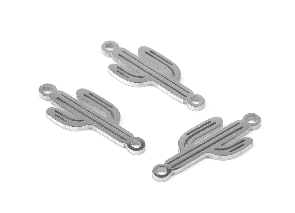 Stainless Steel Cactus Connector - Cactus Earrings Charms and Pendant - Bracelet Pendant - 19.68x7.81x0.95mm - SS1148 - DOMEDBAZAAR