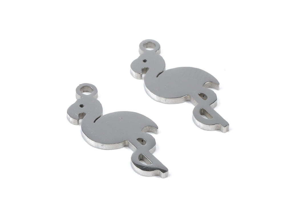 Stainless Steel Flamingo Charms - Flamingo Earrings and Pendant - Bracelet Pendant - Jewelry Supplies - 18.57x8.5x0.95mm - SS1045 - DOMEDBAZAAR