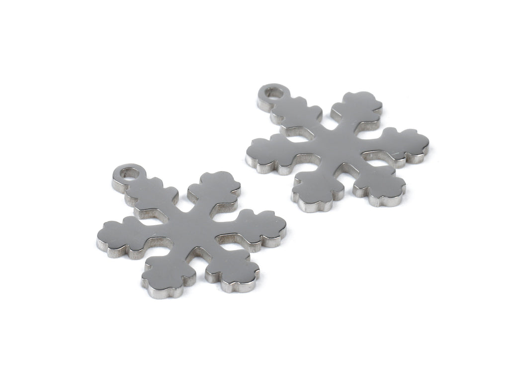 Stainless Steel Snowflake Charms - Snowflake Earrings and Pendant - Bracelet Pendant - Jewelry Supplies - 17.31x13.59x0.94mm - SS1020 - DOMEDBAZAAR