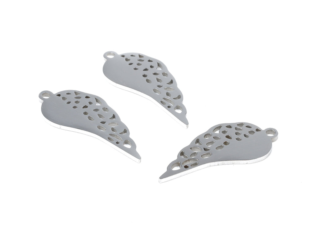 Stainless Steel Wing Charms - Wing Earrings and Pendant - Bracelet Pendant - Jewelry Supplies - 24.65x10.35x0.96mm - SS1066 - DOMEDBAZAAR
