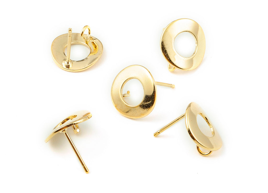 Brass Round Posts - Round Earring Stud - 18K Real Gold Plated Brass Stud - Jewelry Supplies  - 12.15x12.03x0.82mm - RGP1114 - DOMEDBAZAAR