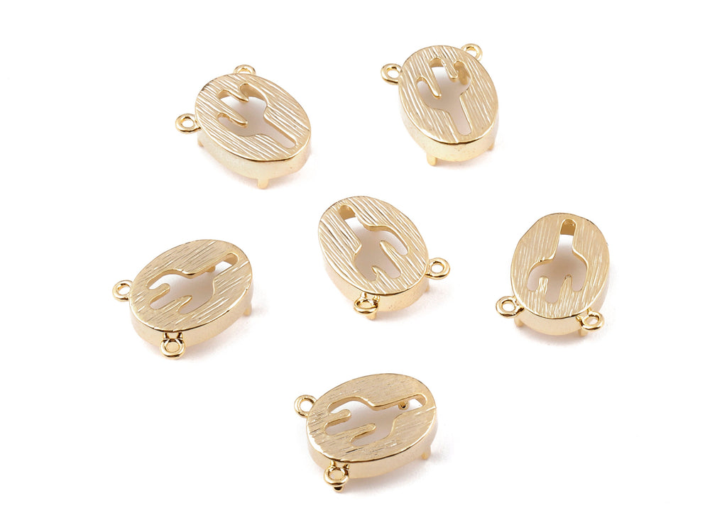 Brass Cactus Charms - Brass Cactus Pendant - 18K Real Gold Plated Brass - Necklace Pendant - 12.62x10.49x0.74mmn - RGP1140 - DOMEDBAZAAR