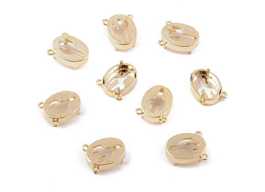 Brass Cactus Charms - Brass Cactus Pendant - 18K Real Gold Plated Brass - Necklace Pendant - 12.62x10.49x0.74mmn - RGP1140 - DOMEDBAZAAR