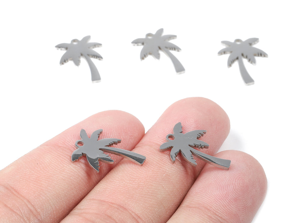 Stainless Steel Coconut Tree Charms - Coconut Tree Earrings and Pendant - Bracelet Pendant - Jewelry Supplies - 16.75x12.49x0.95mm - SS1068 - DOMEDBAZAAR