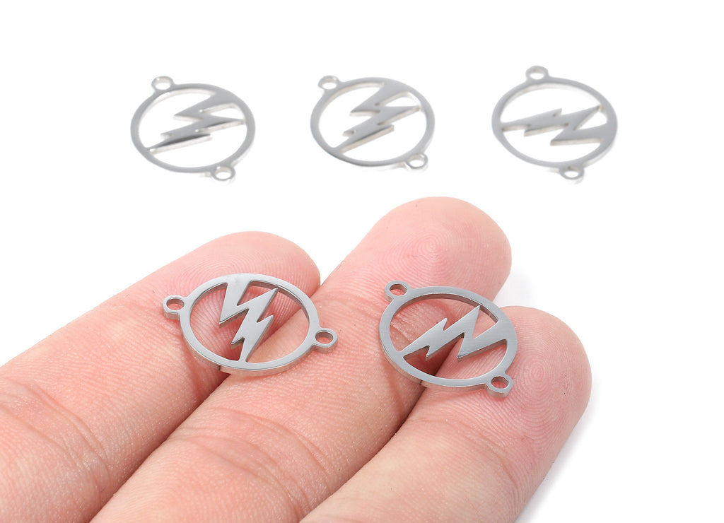 Stainless Steel Flash Connector - Flash Earrings Charms and Pendant - Bracelet Pendant - 19.61x15.35x0.95mm - SS1136 - DOMEDBAZAAR