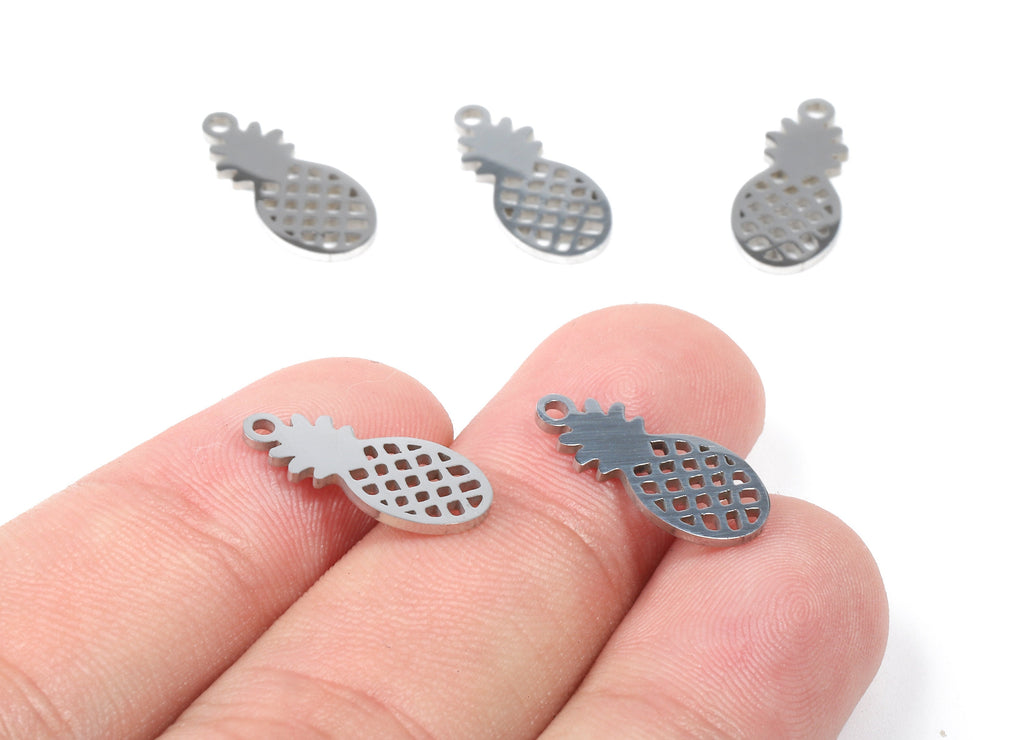 Stainless Steel Pineapple Charms - Pineapple Earrings and Pendant - Bracelet Pendant - Jewelry Supplies - 17.16x8.01x0.94mm - SS1078 - DOMEDBAZAAR