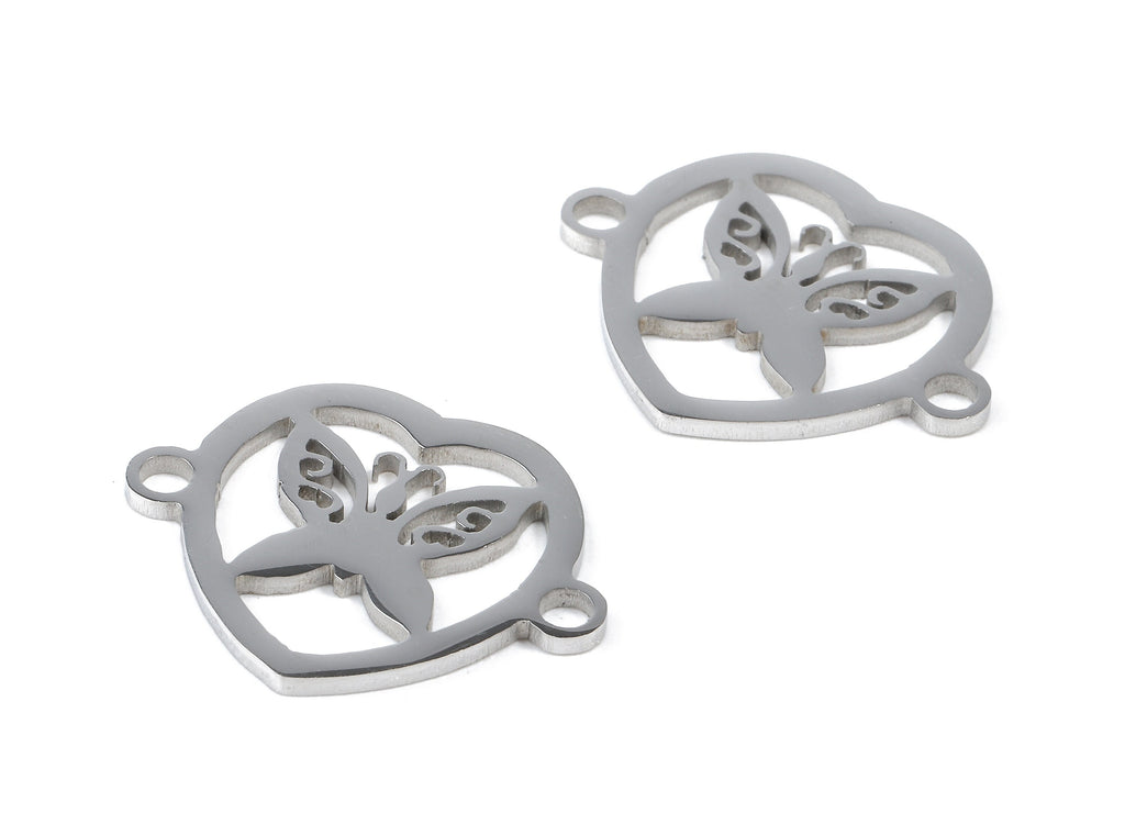 Stainless Steel Butterfly Connector - Butterfly  Earrings Charms and Pendant - Bracelet Pendant - 19.04x15.92x0.93mm - SS1133 - DOMEDBAZAAR