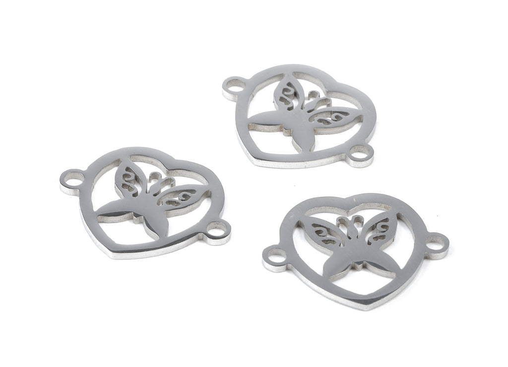 Stainless Steel Butterfly Connector - Butterfly  Earrings Charms and Pendant - Bracelet Pendant - 19.04x15.92x0.93mm - SS1133 - DOMEDBAZAAR