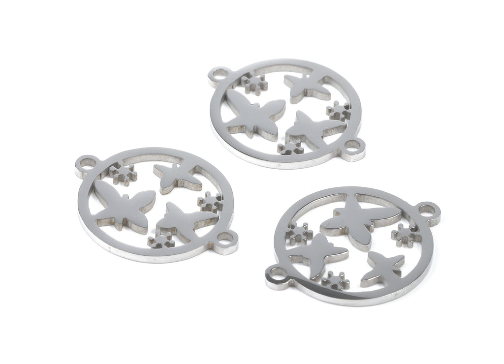 Stainless Steel Butterfly Connector - Butterfly Earrings Charms and Pendant - Bracelet Pendant - 19.55x15.33x0.94mm - SS1147 - DOMEDBAZAAR