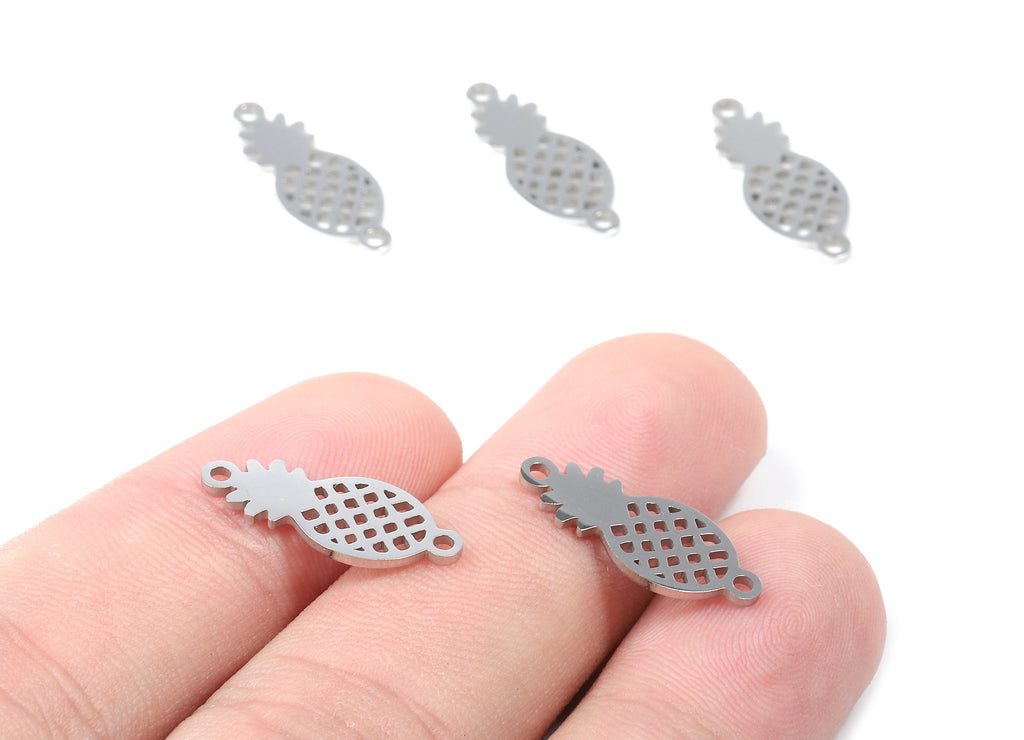 Stainless Steel Pineapple Connector - Pineapple Earrings Charms and Pendant - Bracelet Pendant - 19.31x8.01x0.94mm - SS1144 - DOMEDBAZAAR