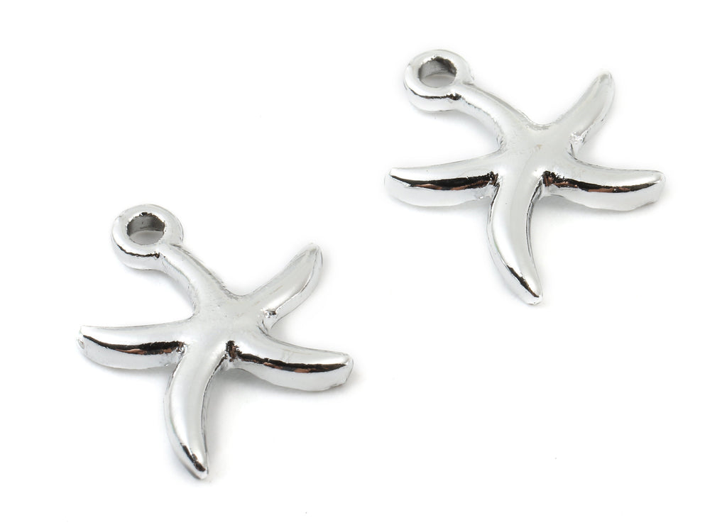 Alloy Starfish Charms - Zinc Alloy Starfish Earrings and Pendant - Silver Tone Plated - 16.25x13.81x1.85mm - ZZ1481 - DOMEDBAZAAR