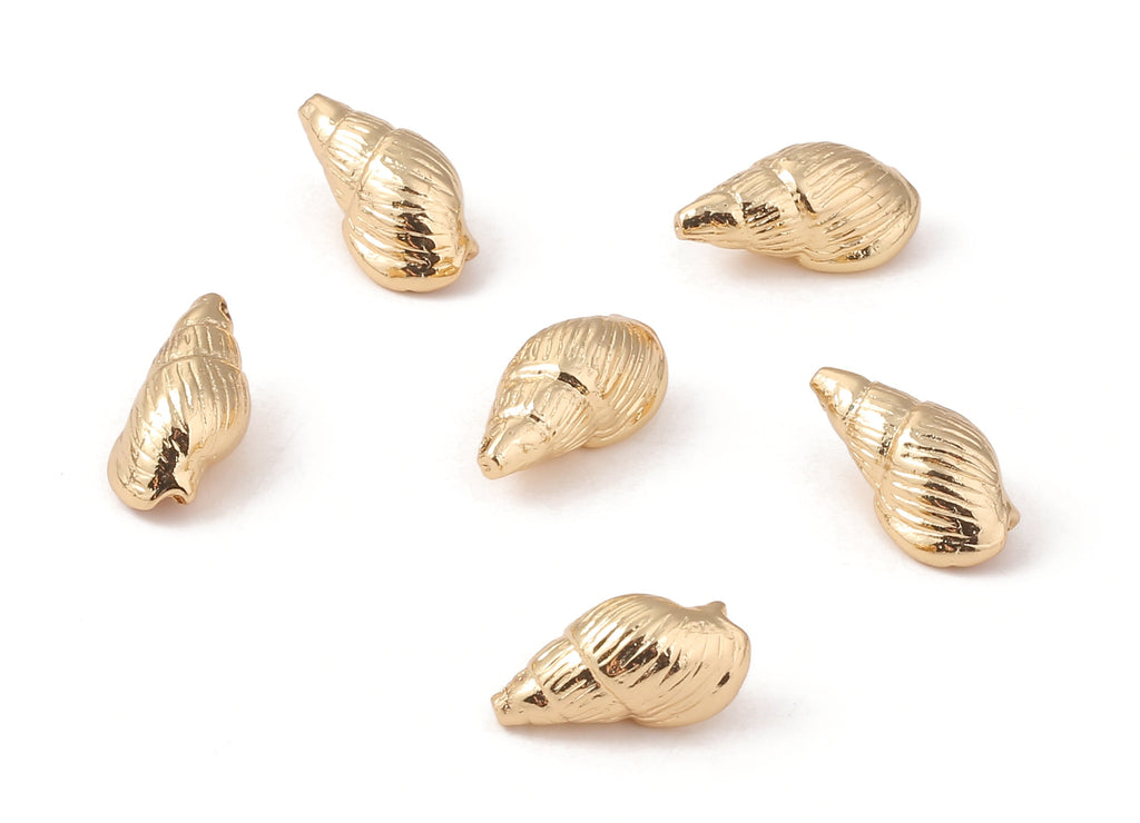 Brass Whelk Seashell Charms - Brass Whelk Seashell Pendant - 18K Real Gold Plated Brass - Jewelry Supplies - 17.59x8.26mm - RGP1224 - DOMEDBAZAAR