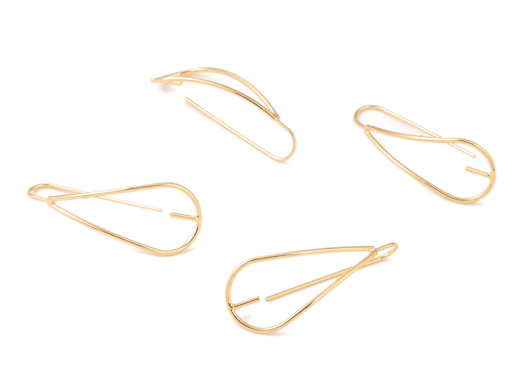 Brass Earing wire - Brass  Earring Post and Earring Stud For Pearl - 18K Real Gold Plated Brass - 33.7 x12.22x1.05mm - RGP1057 - DOMEDBAZAAR