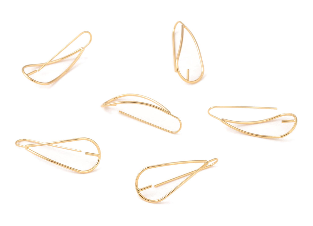 Brass Earing wire - Brass  Earring Post and Earring Stud For Pearl - 18K Real Gold Plated Brass - 33.7 x12.22x1.05mm - RGP1057 - DOMEDBAZAAR