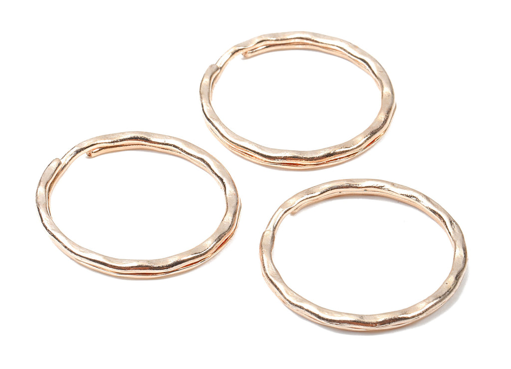 Rose Gold Tone Metal Key Rings - Split Rings - Circle Key Rings - Keychain Connectors - Key Ring Findings - 27.64x27.64x1.5mm - PP2855R - DOMEDBAZAAR