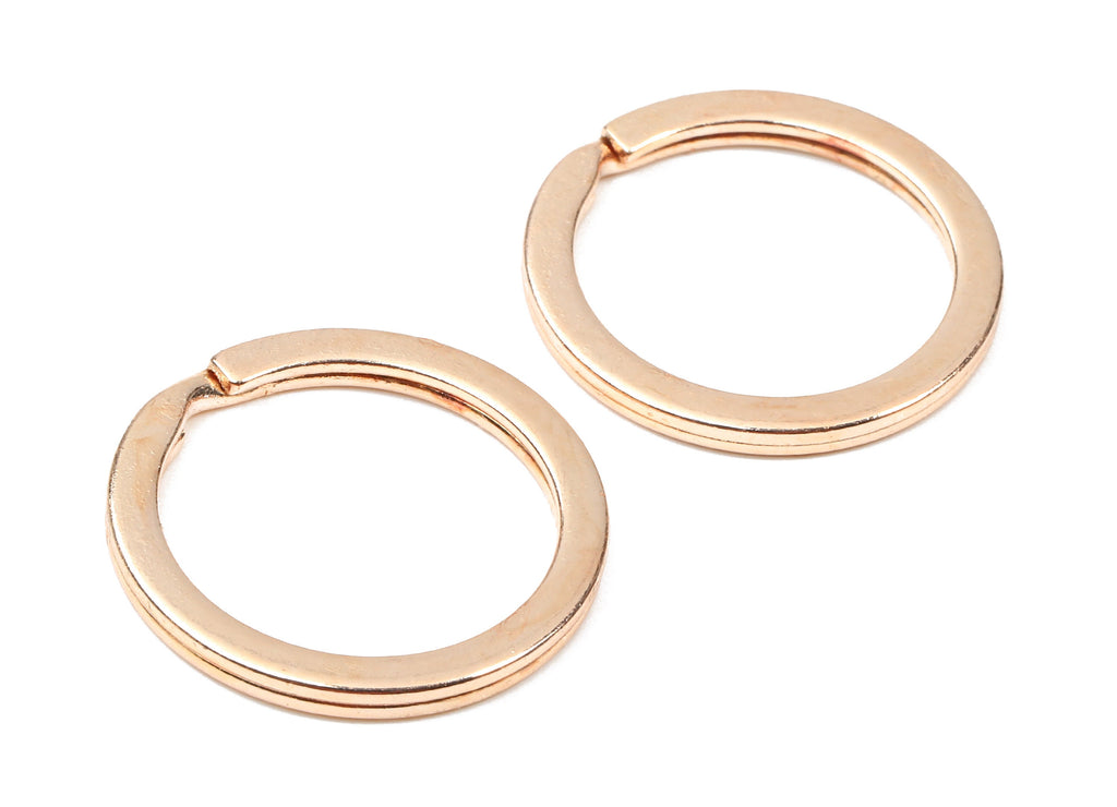 Rose Gold Metal Key Rings - Flat Split Rings - Circle Key Rings - Keychain Connectors - Jewelry Supplies - 25.01x25.01x1.8mm - PP2857R - DOMEDBAZAAR