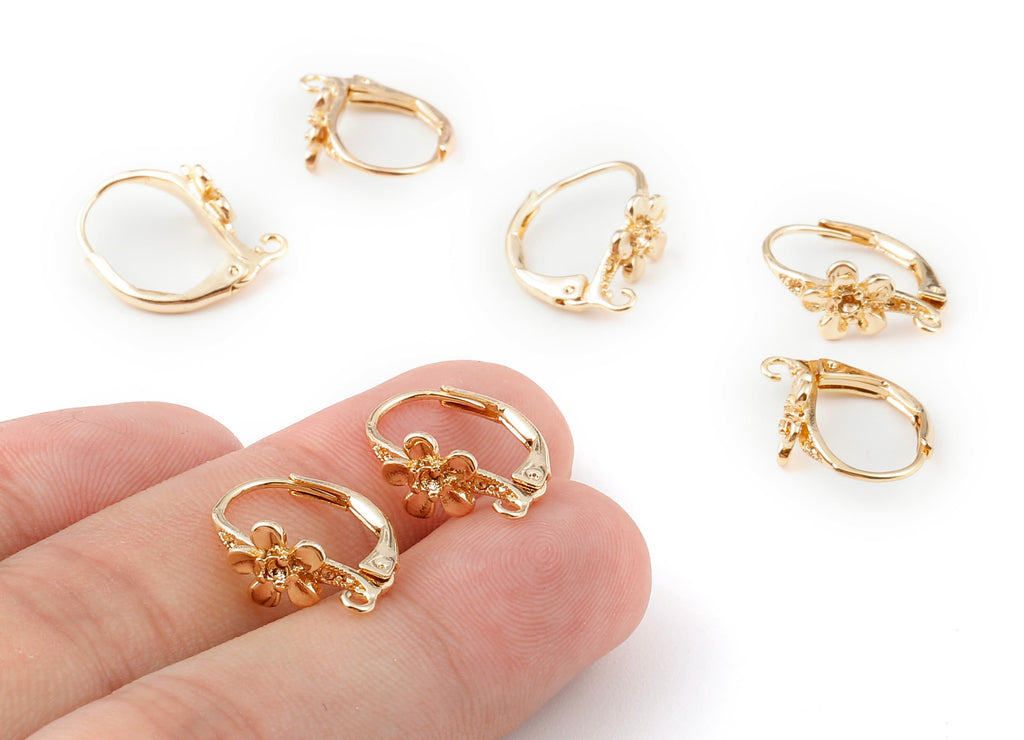 Brass Leverback Earring Clasp - Leverback Earring Clasp - 18K Real Gold Plated Brass - Jewelry Supplies - 18.36x14.07mm - RGP1127 - DOMEDBAZAAR